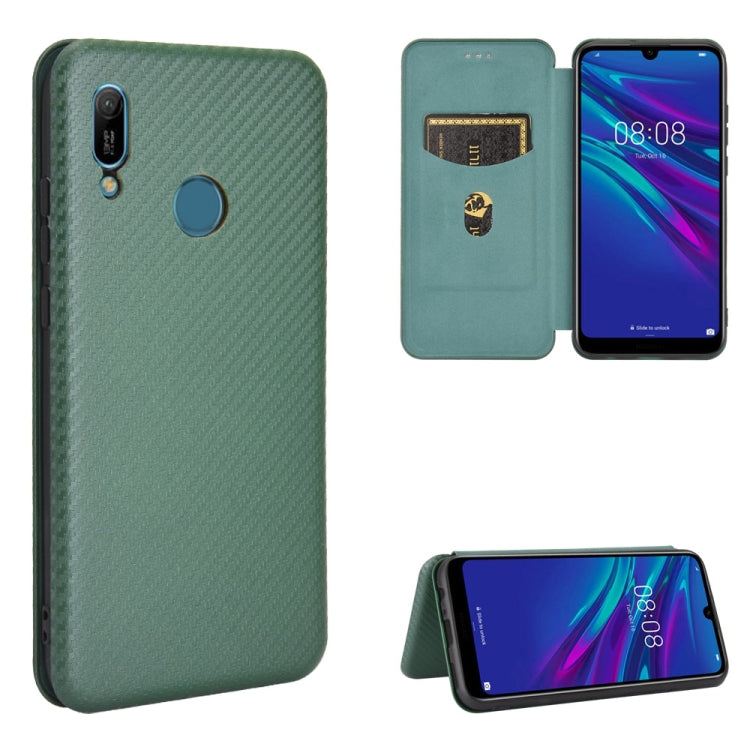 For Huawei Y6 (2019) / Honor Y6s Carbon Fiber Texture Horizontal Flip TPU + PC + PU Leather Case with Card Slot