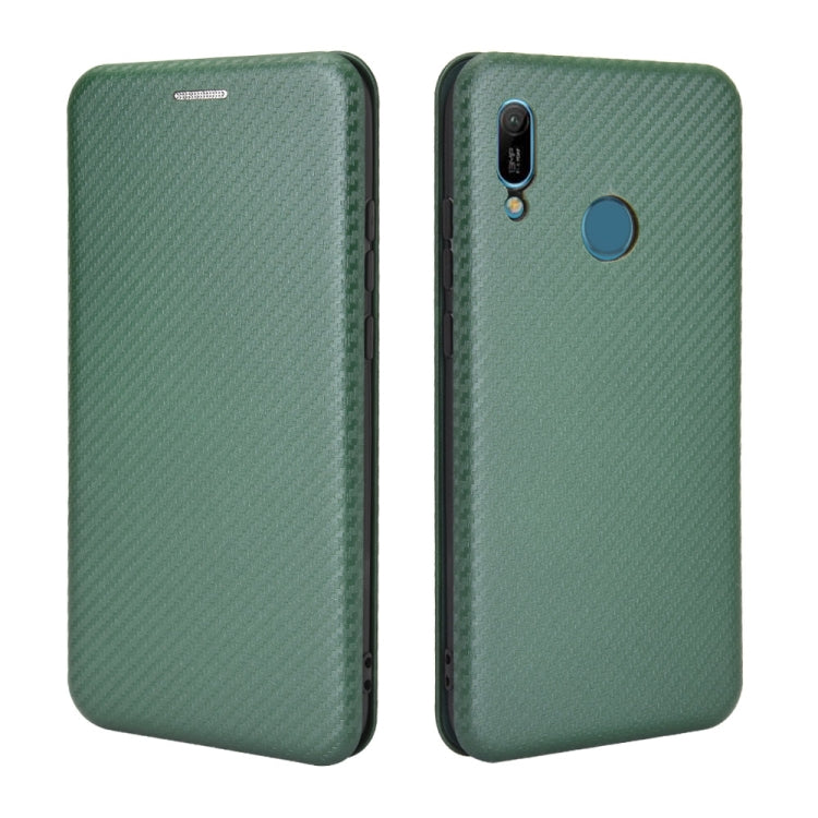 For Huawei Y6 (2019) / Honor Y6s Carbon Fiber Texture Horizontal Flip TPU + PC + PU Leather Case with Card Slot