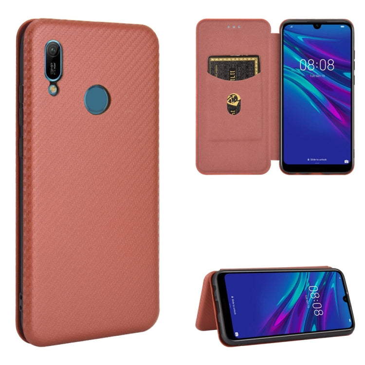 For Huawei Y6 (2019) / Honor Y6s Carbon Fiber Texture Horizontal Flip TPU + PC + PU Leather Case with Card Slot