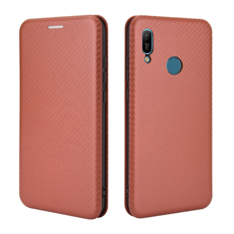 For Huawei Y6 (2019) / Honor Y6s Carbon Fiber Texture Horizontal Flip TPU + PC + PU Leather Case with Card Slot