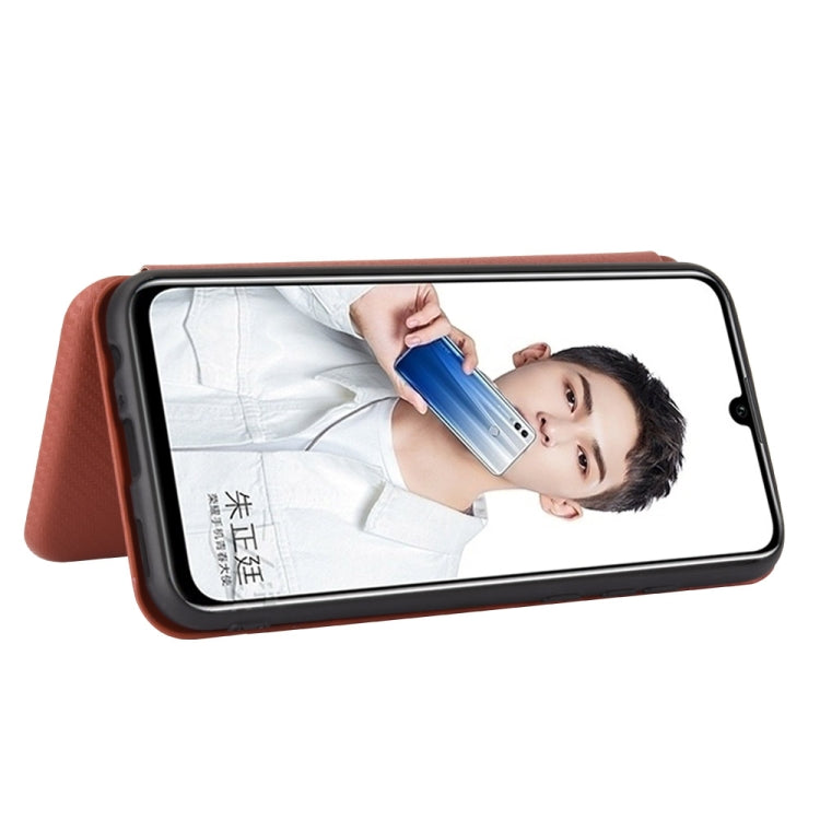 For Huawei Honor 10 Lite / P smart (2019) Carbon Fiber Texture Horizontal Flip TPU + PC + PU Leather Case with Card Slot