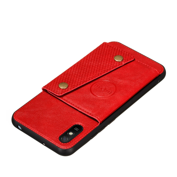 For Xiaomi Redmi 9A Double Buckle PU + TPU Shockproof Magnetic Protective Case with Card Slot & Holder