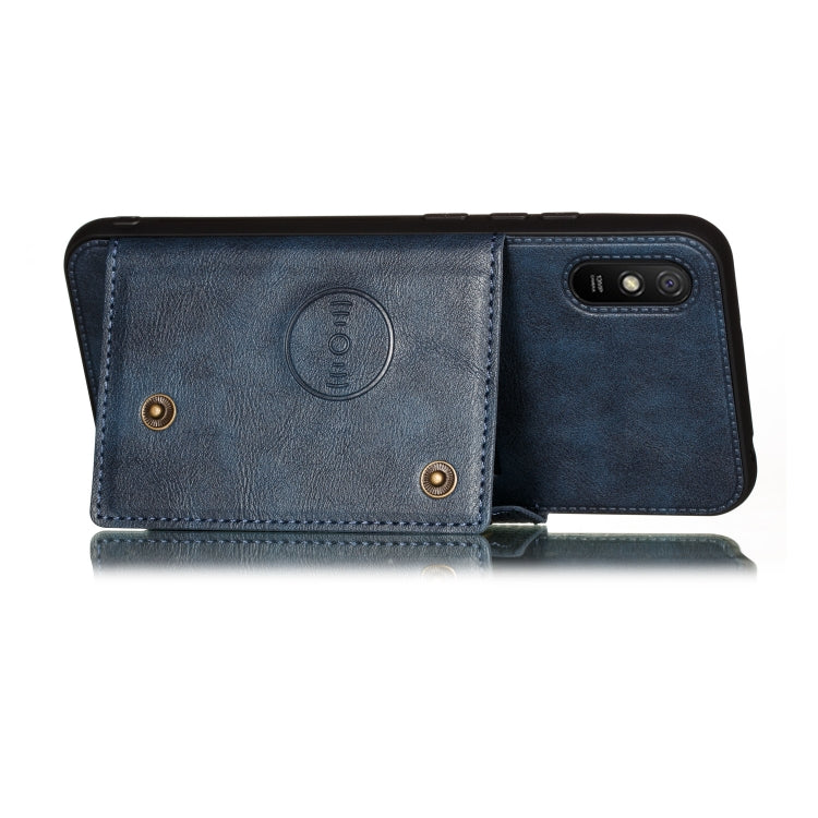 For Xiaomi Redmi 9A Double Buckle PU + TPU Shockproof Magnetic Protective Case with Card Slot & Holder