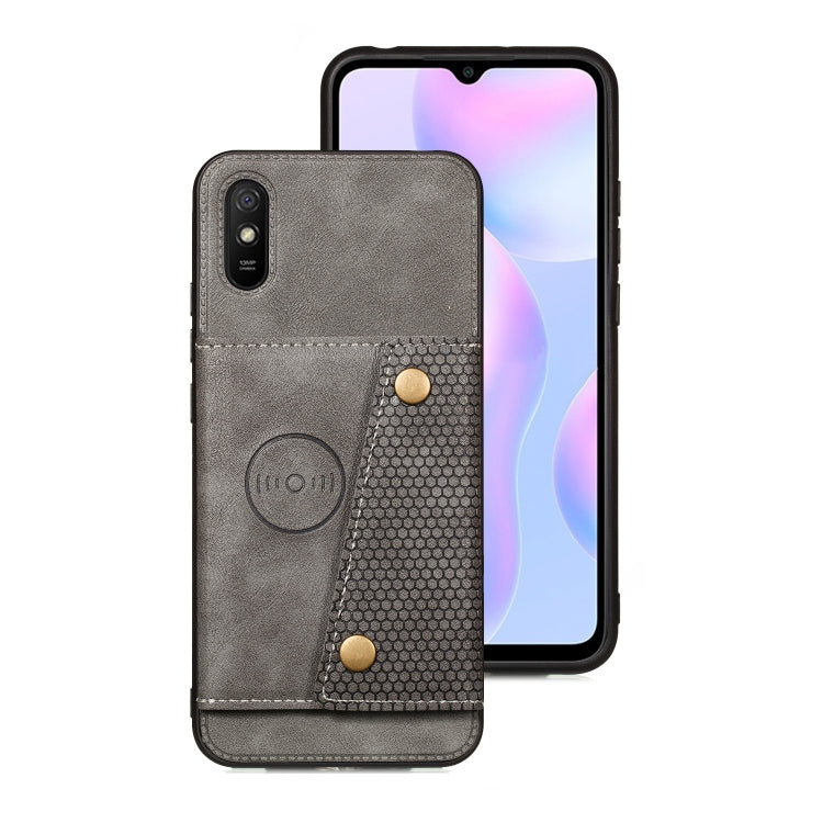 For Xiaomi Redmi 9A Double Buckle PU + TPU Shockproof Magnetic Protective Case with Card Slot & Holder