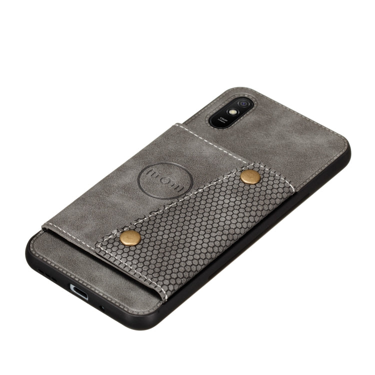 For Xiaomi Redmi 9A Double Buckle PU + TPU Shockproof Magnetic Protective Case with Card Slot & Holder