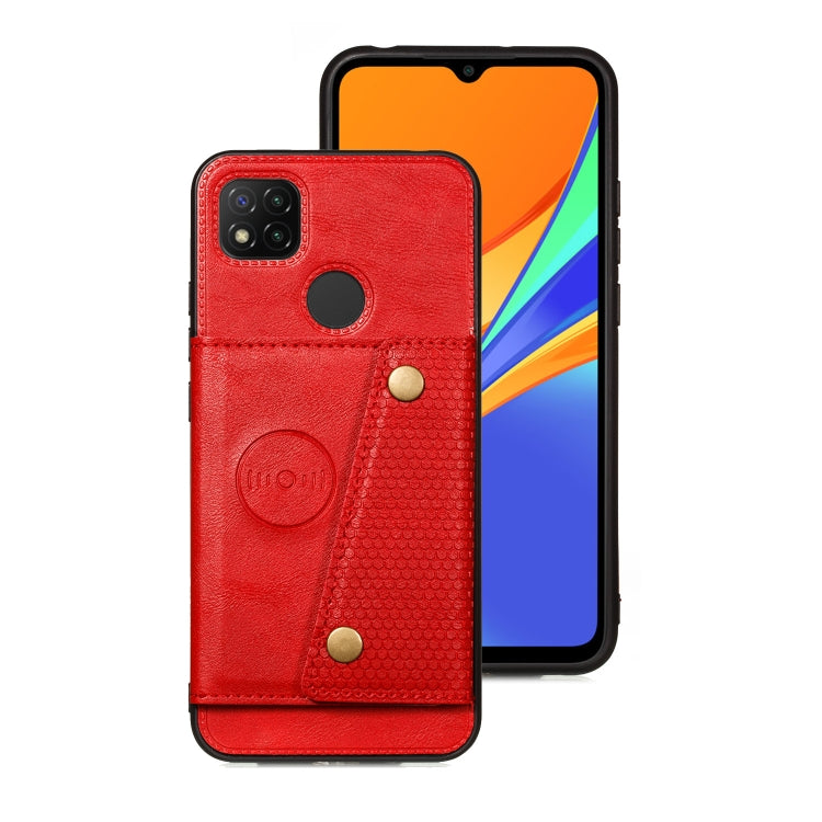 For Xiaomi Redmi 9C Double Buckle PU + TPU Shockproof Magnetic Protective Case with Card Slot & Holder