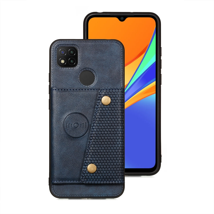 For Xiaomi Redmi 9C Double Buckle PU + TPU Shockproof Magnetic Protective Case with Card Slot & Holder