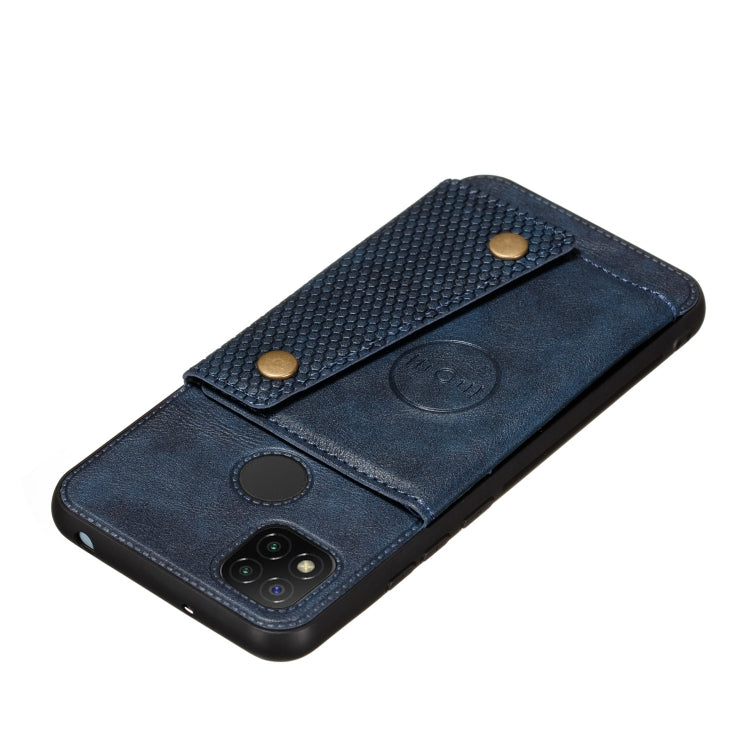 For Xiaomi Redmi 9C Double Buckle PU + TPU Shockproof Magnetic Protective Case with Card Slot & Holder