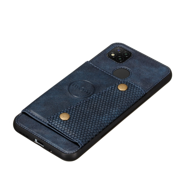 For Xiaomi Redmi 9C Double Buckle PU + TPU Shockproof Magnetic Protective Case with Card Slot & Holder