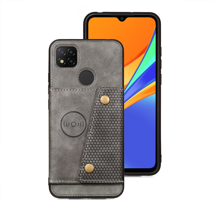 For Xiaomi Redmi 9C Double Buckle PU + TPU Shockproof Magnetic Protective Case with Card Slot & Holder
