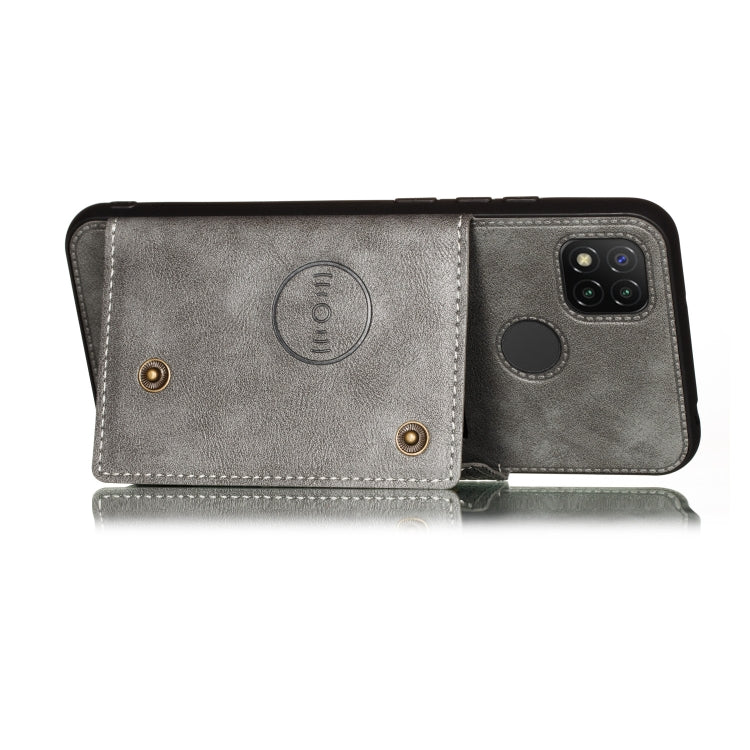 For Xiaomi Redmi 9C Double Buckle PU + TPU Shockproof Magnetic Protective Case with Card Slot & Holder