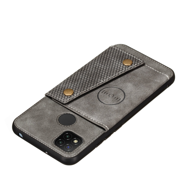 For Xiaomi Redmi 9C Double Buckle PU + TPU Shockproof Magnetic Protective Case with Card Slot & Holder