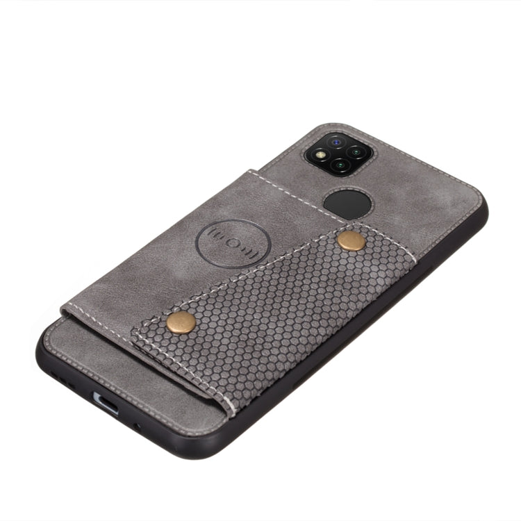 For Xiaomi Redmi 9C Double Buckle PU + TPU Shockproof Magnetic Protective Case with Card Slot & Holder