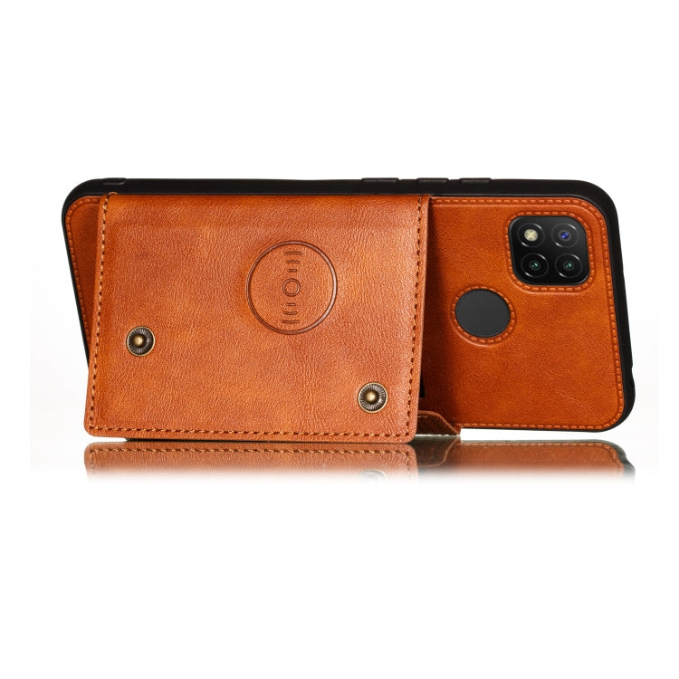 For Xiaomi Redmi 9C Double Buckle PU + TPU Shockproof Magnetic Protective Case with Card Slot & Holder