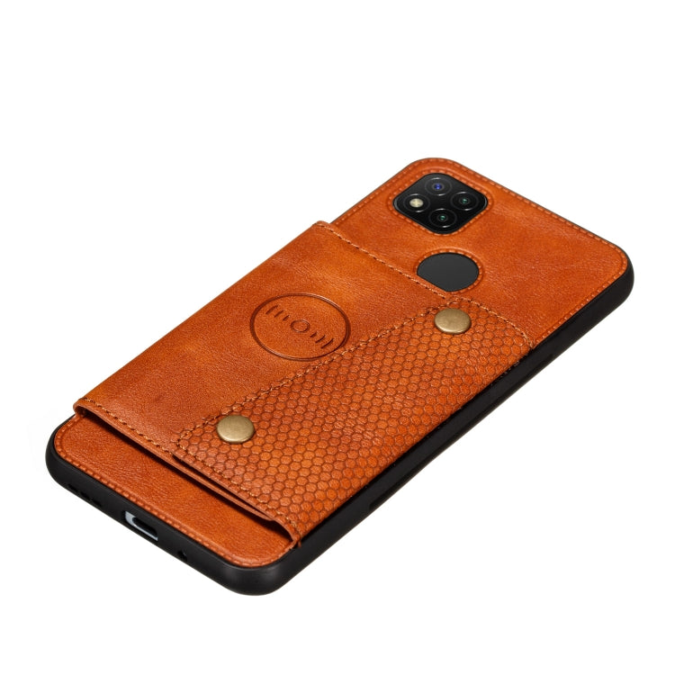 For Xiaomi Redmi 9C Double Buckle PU + TPU Shockproof Magnetic Protective Case with Card Slot & Holder