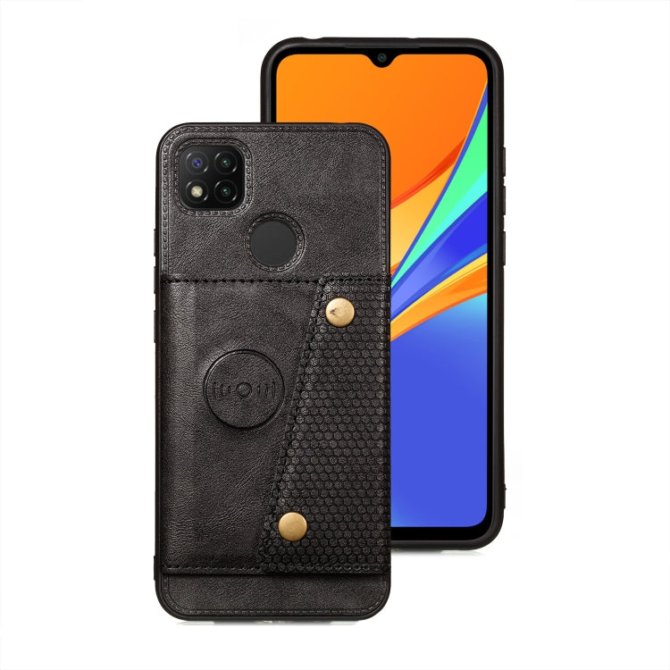 For Xiaomi Redmi 9C Double Buckle PU + TPU Shockproof Magnetic Protective Case with Card Slot & Holder
