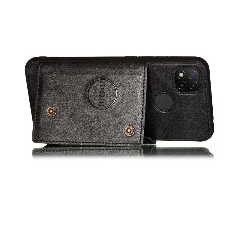 For Xiaomi Redmi 9C Double Buckle PU + TPU Shockproof Magnetic Protective Case with Card Slot & Holder