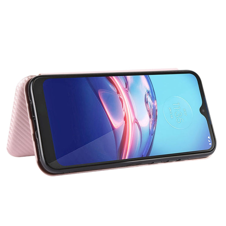 For Motorola Moto E(2020) Carbon Fiber Texture Horizontal Flip TPU + PC + PU Leather Case with Rope & Card Slot