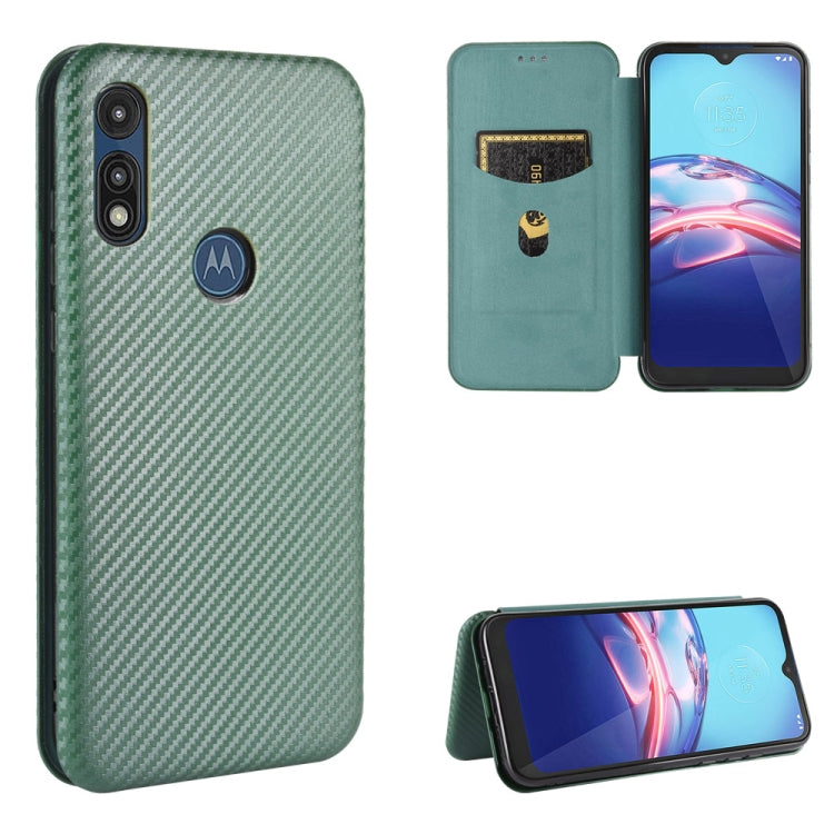 For Motorola Moto E(2020) Carbon Fiber Texture Horizontal Flip TPU + PC + PU Leather Case with Rope & Card Slot