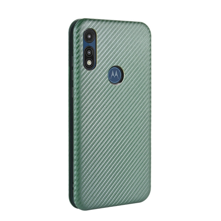 For Motorola Moto E(2020) Carbon Fiber Texture Horizontal Flip TPU + PC + PU Leather Case with Rope & Card Slot