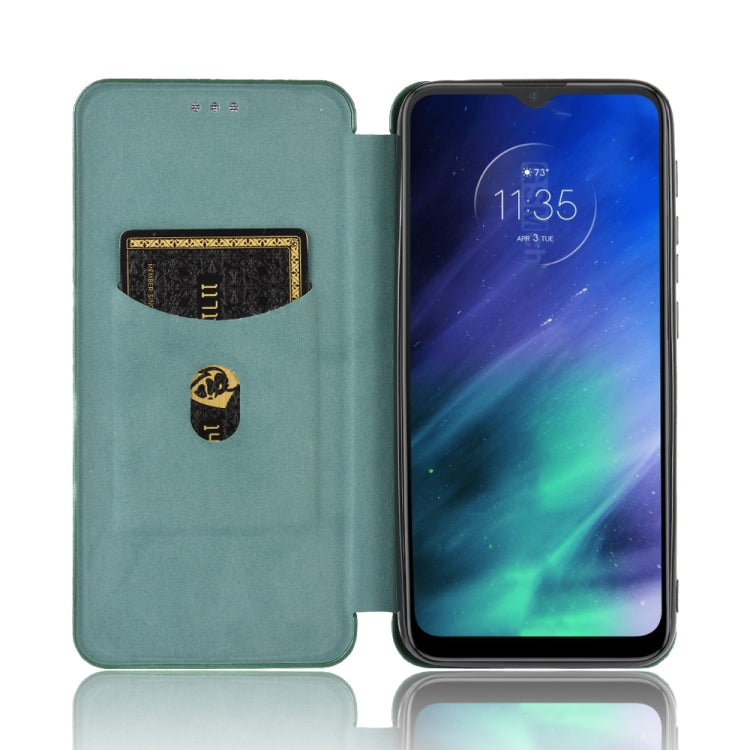 For Motorola Moto One Fusion Carbon Fiber Texture Horizontal Flip TPU + PC + PU Leather Case with Rope & Card Slot