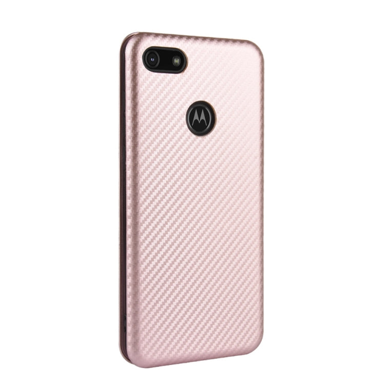 For Motorola Moto E6 Play Carbon Fiber Texture Horizontal Flip TPU + PC + PU Leather Case with Rope & Card Slot