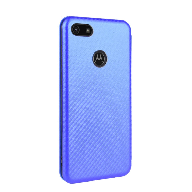 For Motorola Moto E6 Play Carbon Fiber Texture Horizontal Flip TPU + PC + PU Leather Case with Rope & Card Slot