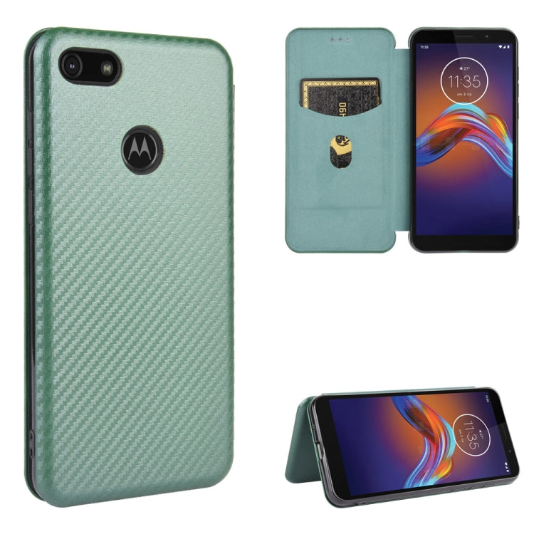 For Motorola Moto E6 Play Carbon Fiber Texture Horizontal Flip TPU + PC + PU Leather Case with Rope & Card Slot
