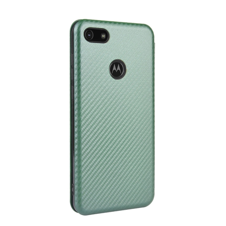 For Motorola Moto E6 Play Carbon Fiber Texture Horizontal Flip TPU + PC + PU Leather Case with Rope & Card Slot