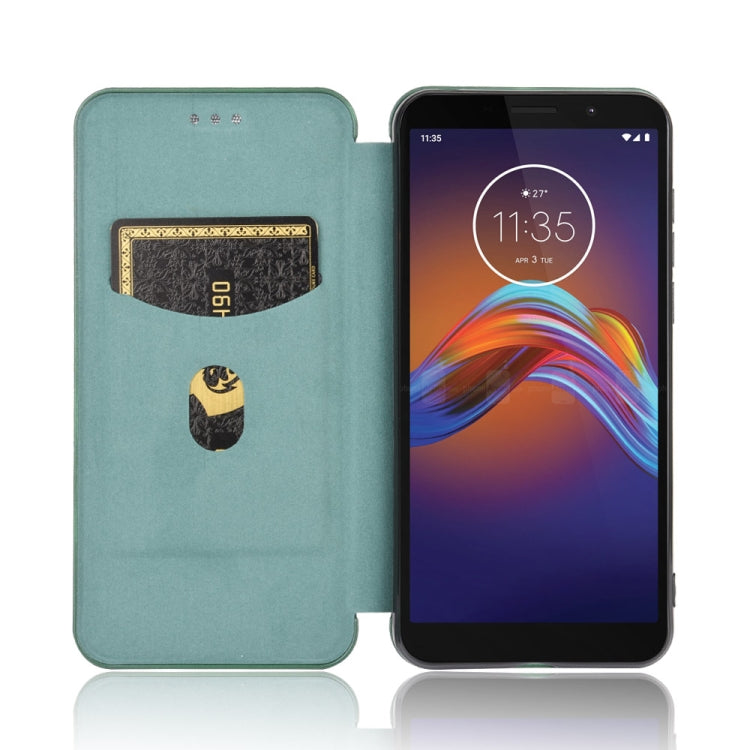 For Motorola Moto E6 Play Carbon Fiber Texture Horizontal Flip TPU + PC + PU Leather Case with Rope & Card Slot