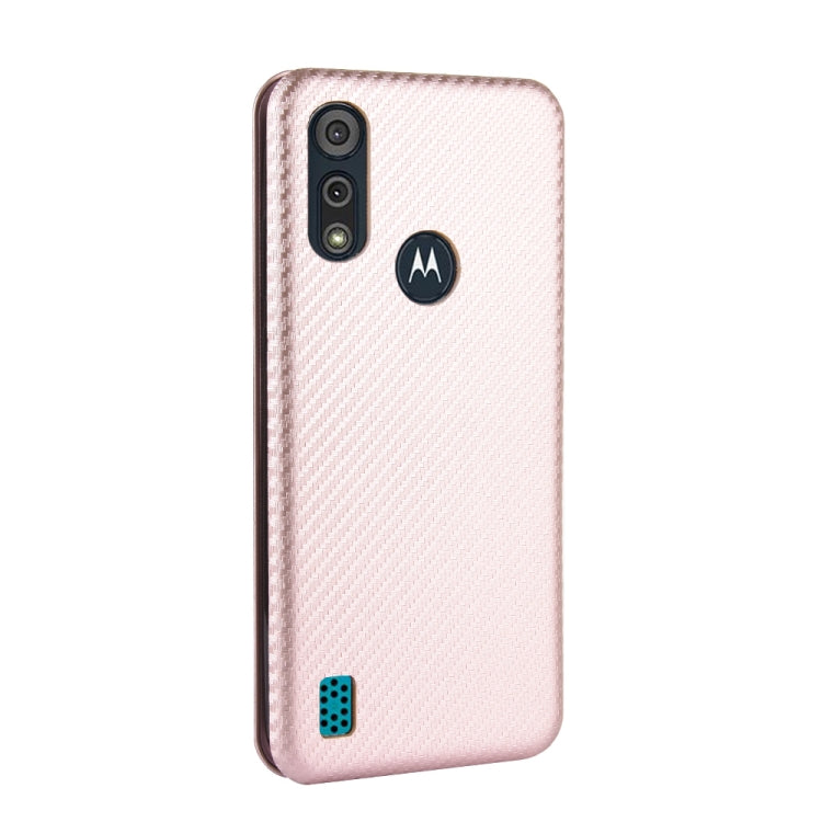 For Motorola Moto E6s (2020) Carbon Fiber Texture Horizontal Flip TPU + PC + PU Leather Case with Rope & Card Slot