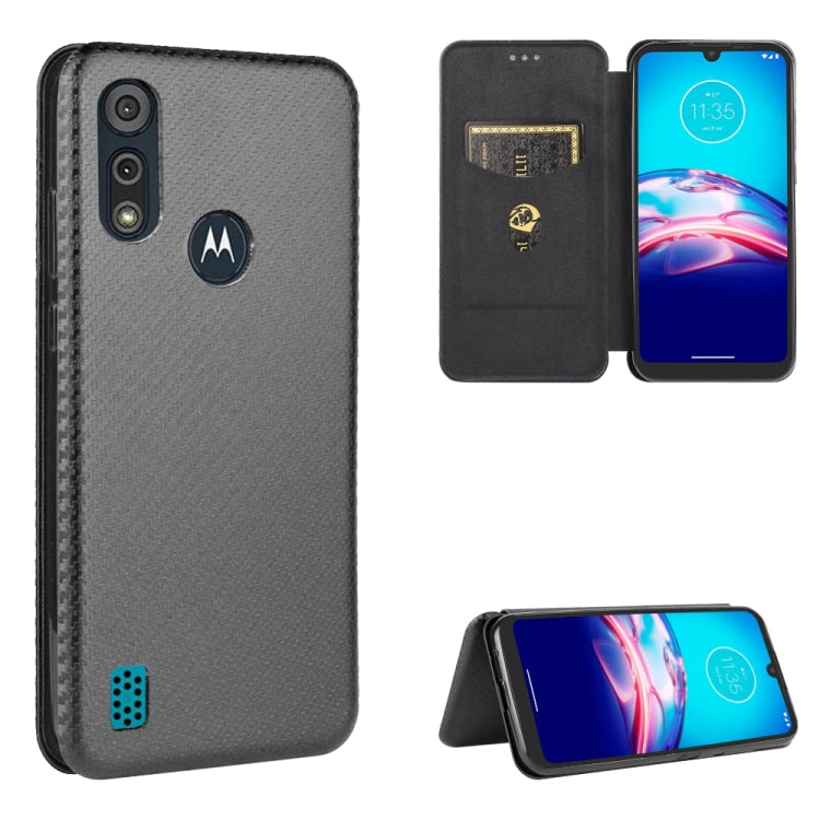 For Motorola Moto E6s (2020) Carbon Fiber Texture Horizontal Flip TPU + PC + PU Leather Case with Rope & Card Slot