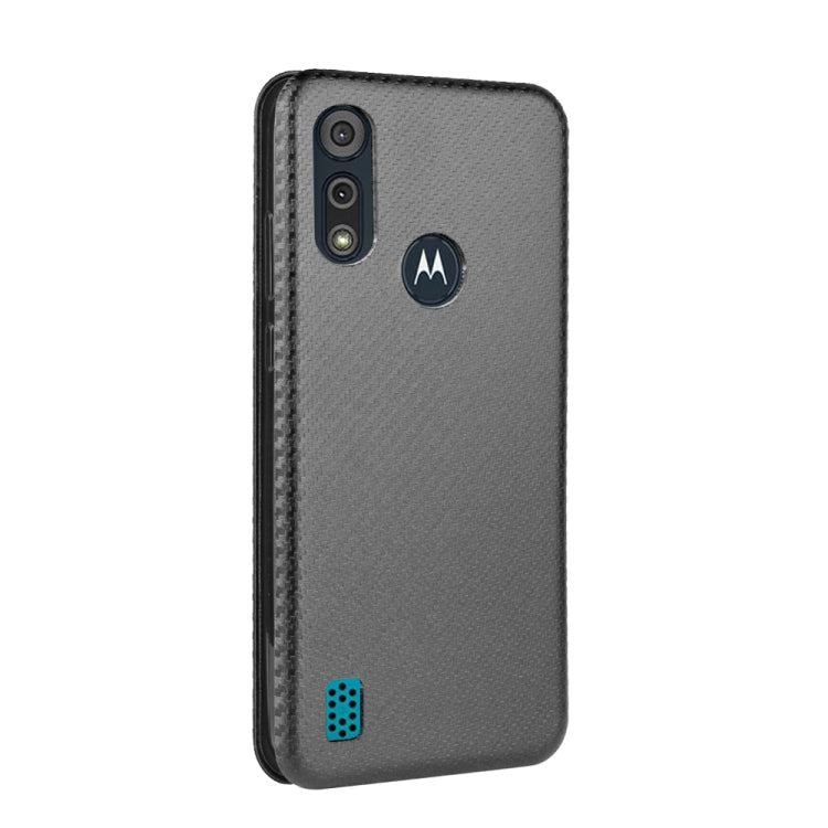 For Motorola Moto E6s (2020) Carbon Fiber Texture Horizontal Flip TPU + PC + PU Leather Case with Rope & Card Slot