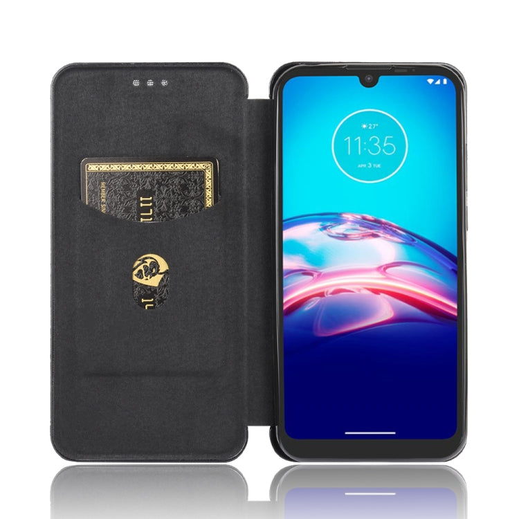 For Motorola Moto E6s (2020) Carbon Fiber Texture Horizontal Flip TPU + PC + PU Leather Case with Rope & Card Slot