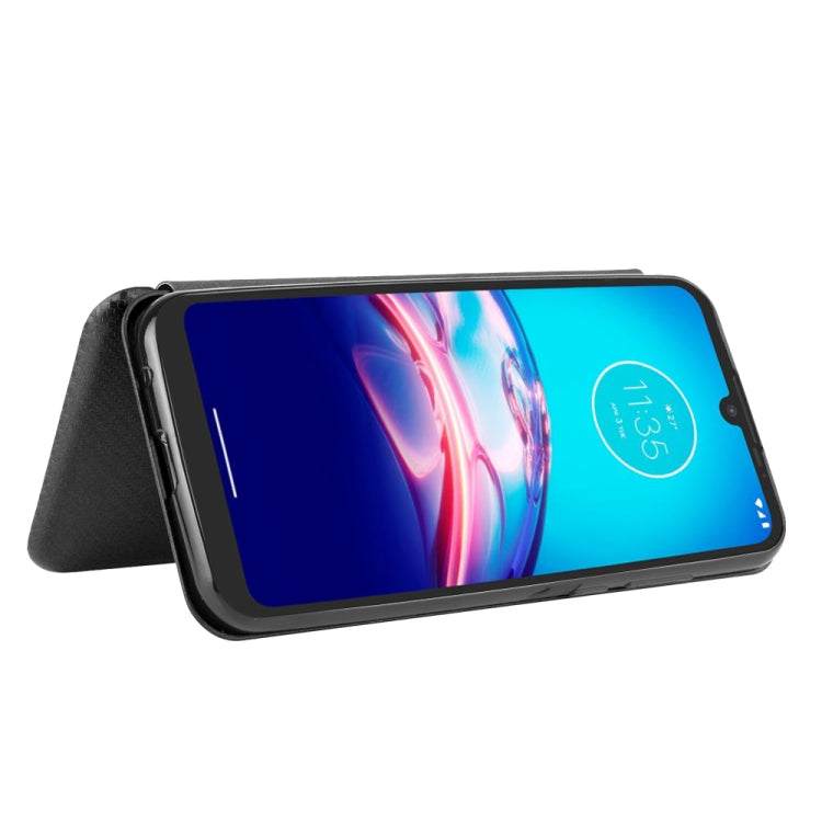 For Motorola Moto E6s (2020) Carbon Fiber Texture Horizontal Flip TPU + PC + PU Leather Case with Rope & Card Slot