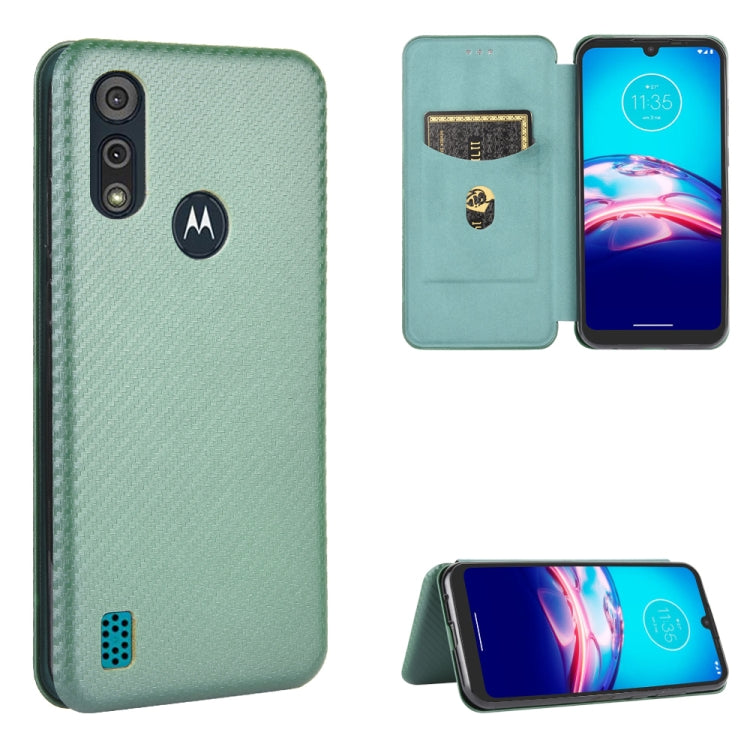 For Motorola Moto E6s (2020) Carbon Fiber Texture Horizontal Flip TPU + PC + PU Leather Case with Rope & Card Slot