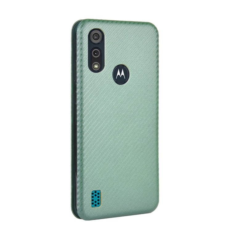 For Motorola Moto E6s (2020) Carbon Fiber Texture Horizontal Flip TPU + PC + PU Leather Case with Rope & Card Slot