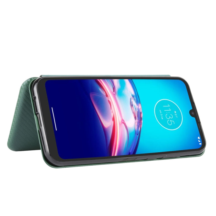 For Motorola Moto E6s (2020) Carbon Fiber Texture Horizontal Flip TPU + PC + PU Leather Case with Rope & Card Slot