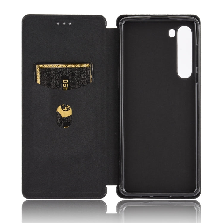 For Motorola Moto Edge Carbon Fiber Texture Horizontal Flip TPU + PC + PU Leather Case with Rope & Card Slot