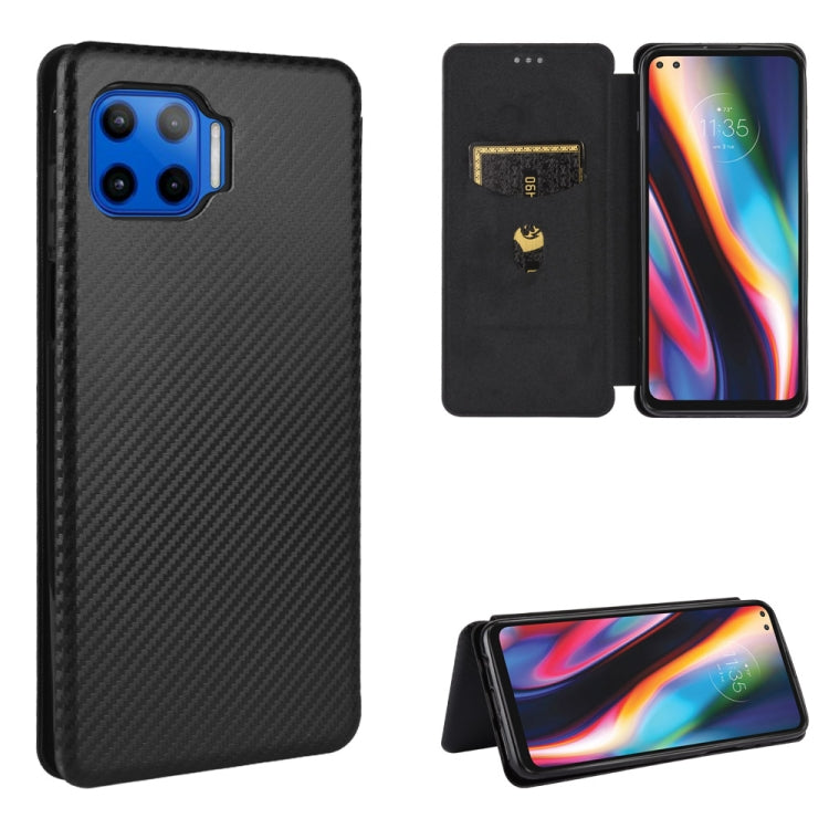 For Motorola Moto G 5G Plus Carbon Fiber Texture Horizontal Flip TPU + PC + PU Leather Case with Rope & Card Slot