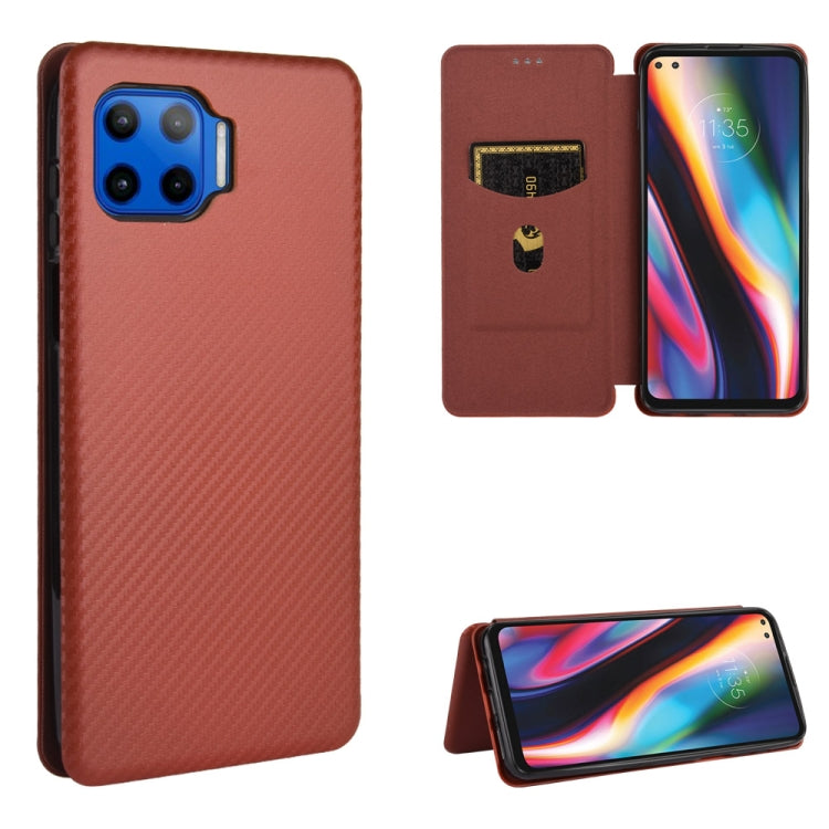For Motorola Moto G 5G Plus Carbon Fiber Texture Horizontal Flip TPU + PC + PU Leather Case with Rope & Card Slot
