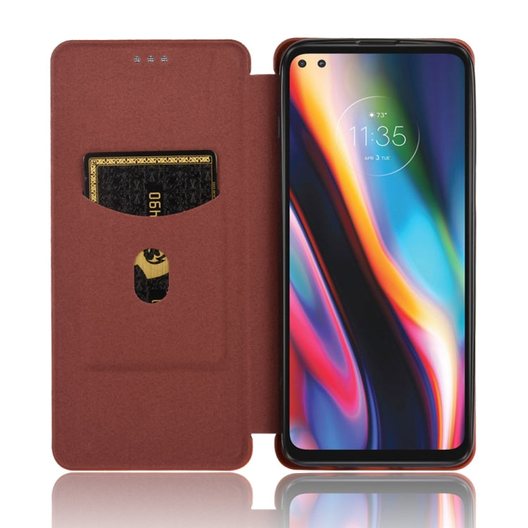 For Motorola Moto G 5G Plus Carbon Fiber Texture Horizontal Flip TPU + PC + PU Leather Case with Rope & Card Slot