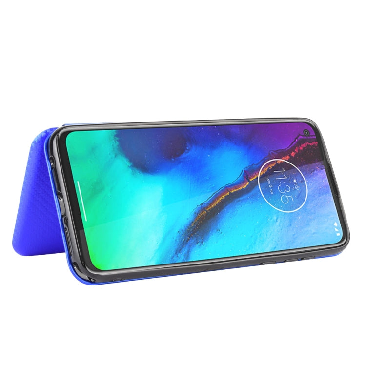 For Motorola Moto G Stylus Carbon Fiber Texture Horizontal Flip TPU + PC + PU Leather Case with Rope & Card Slot