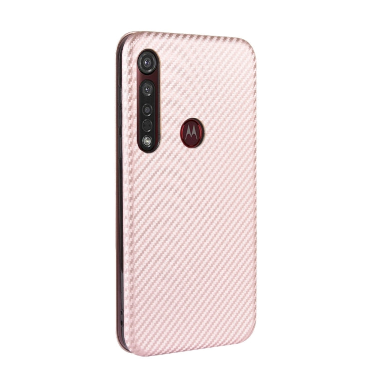 For Motorola Moto G8 Plus Carbon Fiber Texture Horizontal Flip TPU + PC + PU Leather Case with Rope & Card Slot
