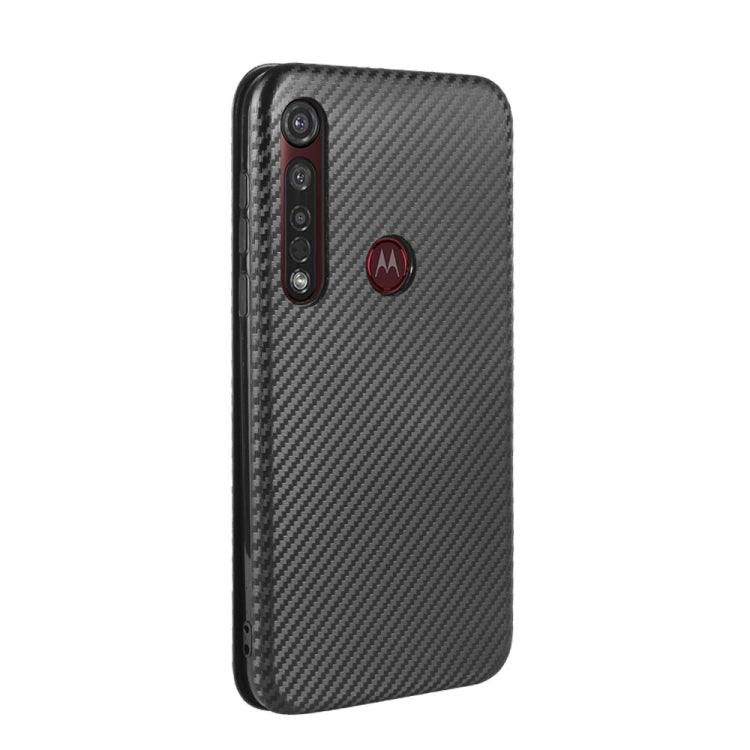 For Motorola Moto G8 Plus Carbon Fiber Texture Horizontal Flip TPU + PC + PU Leather Case with Rope & Card Slot