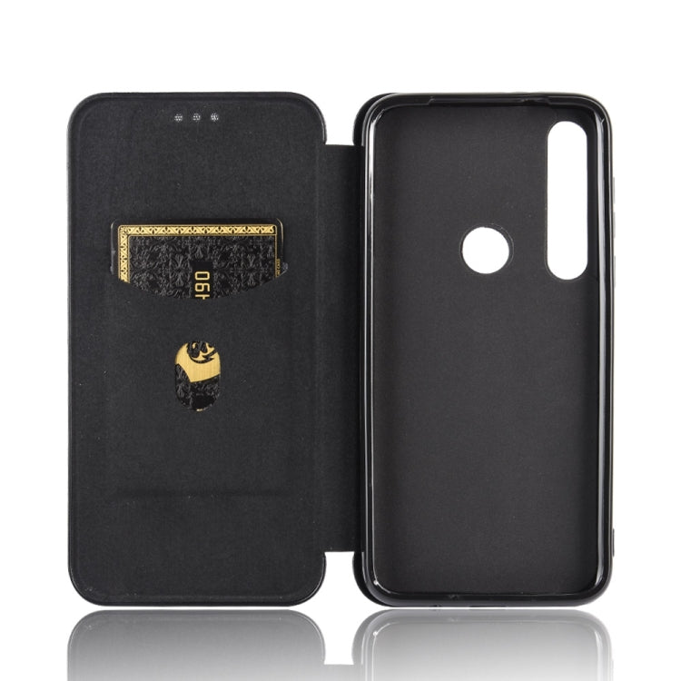 For Motorola Moto G8 Plus Carbon Fiber Texture Horizontal Flip TPU + PC + PU Leather Case with Rope & Card Slot