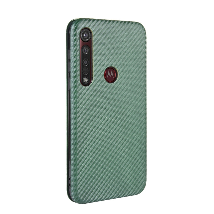 For Motorola Moto G8 Plus Carbon Fiber Texture Horizontal Flip TPU + PC + PU Leather Case with Rope & Card Slot