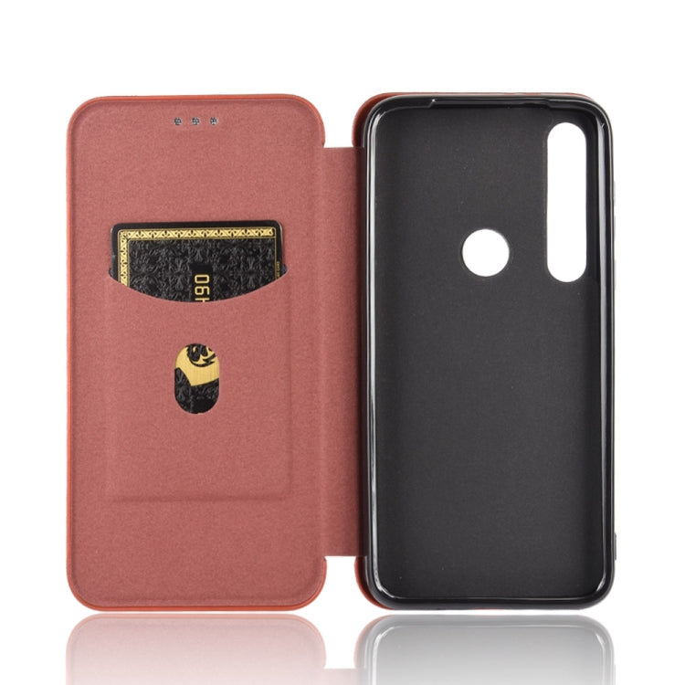 For Motorola Moto G8 Plus Carbon Fiber Texture Horizontal Flip TPU + PC + PU Leather Case with Rope & Card Slot