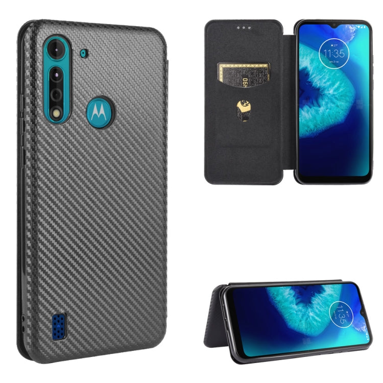For Motorola Moto G8 Power Lite Carbon Fiber Texture Horizontal Flip TPU + PC + PU Leather Case with Rope & Card Slot