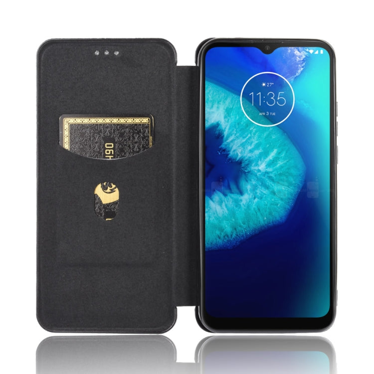 For Motorola Moto G8 Power Lite Carbon Fiber Texture Horizontal Flip TPU + PC + PU Leather Case with Rope & Card Slot